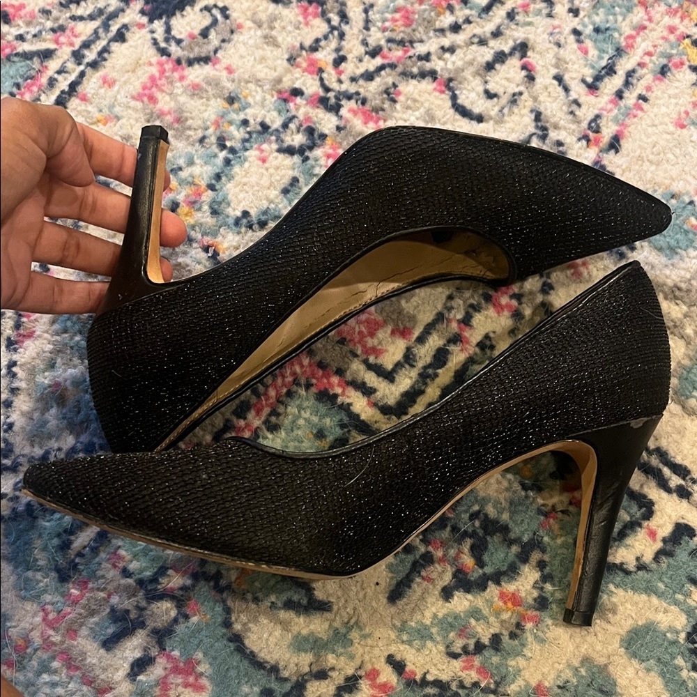 ANTONIO MELANI Black Textured Heels - Picture 1 of 5